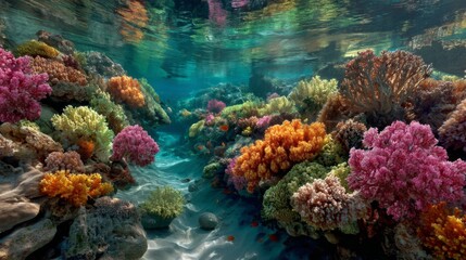 Fototapeta premium Vibrant Underwater Coral Reef Scene