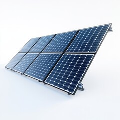 Solar panels mounted on a rack, angled