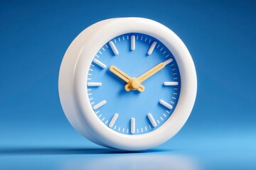 Modern Minimalist Clock with Blue Face and White Frame Timekeeping Design for Home or Office D