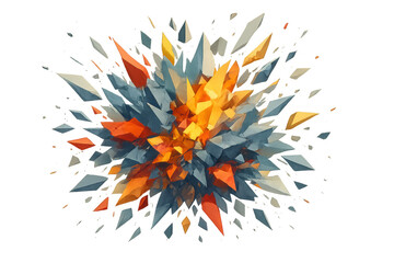 Colorful crystals exploding and expanding on a transparent background, creating a vibrant and dynamic visual