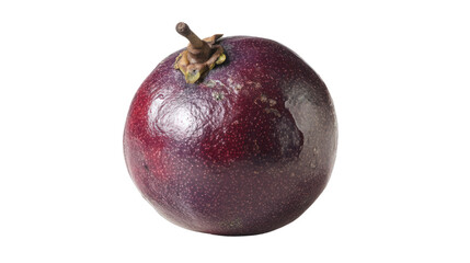 Single mangosteen fruit with natural texture on a white isolated background.
