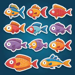 Naklejka premium A group of colorful fish swimming in the ocean.