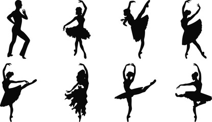 Female ballet dancers in arabesque and pirouette positions © Meysood