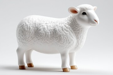 Fototapeta premium A lifelike white sheep figurine with detailed wool texture perfect for farm animal themes and