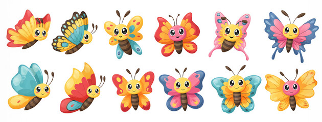 Obraz premium A row of colorful butterflies with different colors and patterns