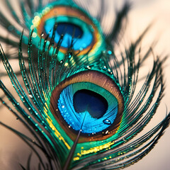 Naklejka premium peacock feather closeup