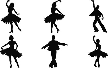 Vector silhouettes of modern and classical dance movements – artistic set