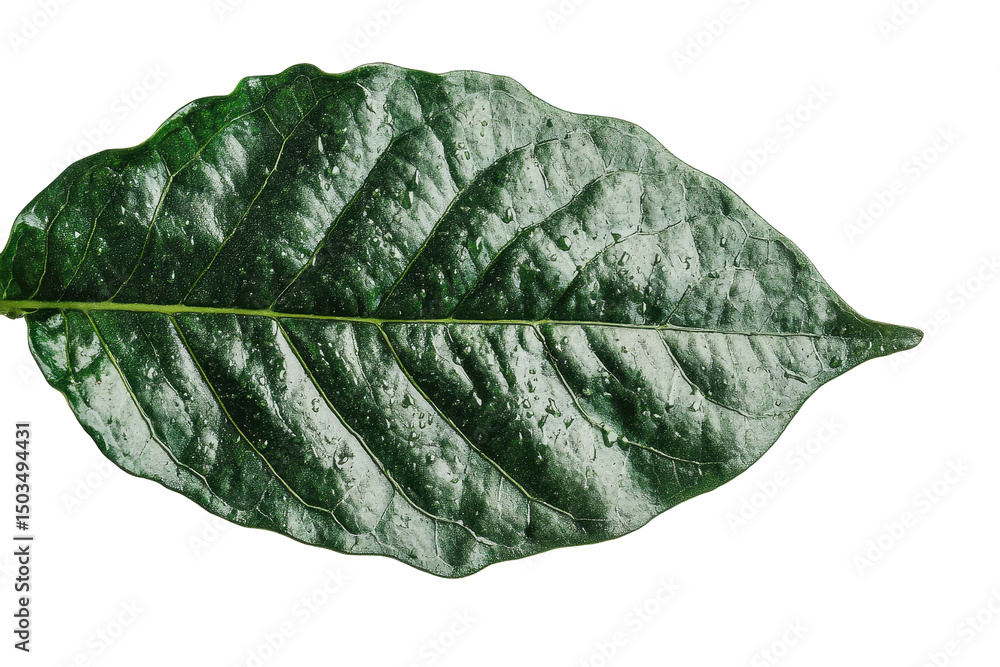 Fototapete Detailed close-up of a dried leaf with a transparent background showcasing intricate vein patterns and natural textures in a minimalist style