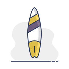 Surfboard flat vector icon design. Summer sign