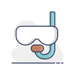 Diving mask with snorkel flat vector icon
