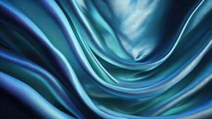 Obraz premium Aquamarine Silk Waves Flowing Fabric Texture Abstract.