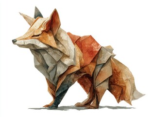 Fototapeta premium Geometric Watercolor Fox Illustration