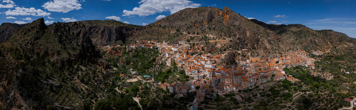 Aerial view of Ayna, Albacete, Castilla-La Mancha, Spain
