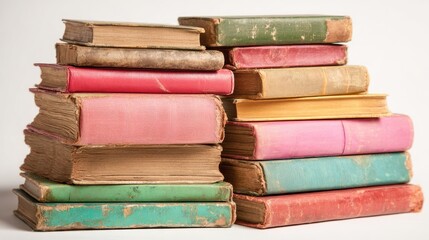 Stacked Antique Books Colorful Vintage Wisdom.