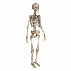 Human skeleton over white background, bones X-ray