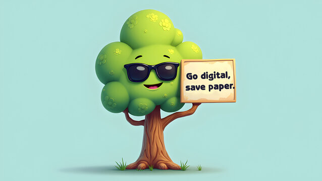 Go Digital, Save Trees &ndash; Minimalist Eco Tech Concept