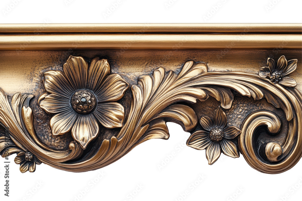 Aufkleber decorative floral ornament with intricate detailing and a vintage finish on a transparent background
