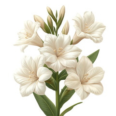 Elegant blossoms of a fanciful white amaryllis composition against solid backdrop