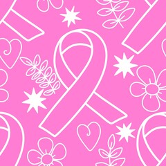 Breast cancer month seamless pink ribbon day mammogram pattern for medical accessories and medicine textiles