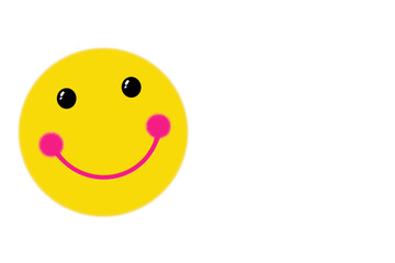 Smiling emoji face closeup view with white background with copy space 
