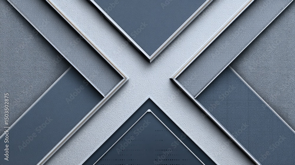 Aufkleber geometric layers abstract gray white design with x pattern.