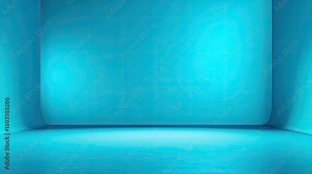 Poster turquoise empty room abstract serenity with mockup space, and studio setting.