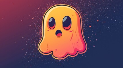Fototapeta premium Cute Ghost Illustration, Night Sky