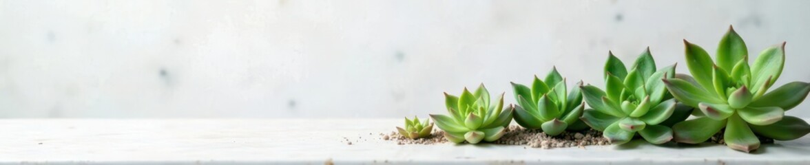 Obraz premium Softly lit succulents on a white marble surface, white, light