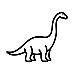Dinosaur Brachiosaurus illustration in simple line art style, icon, vector  