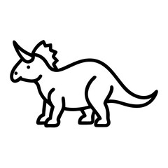 Fototapeta premium Cartoon triceratops dinosaur character in simple line art style, icon, vector 