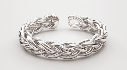 Naklejka premium Braided silver bangle, close-up