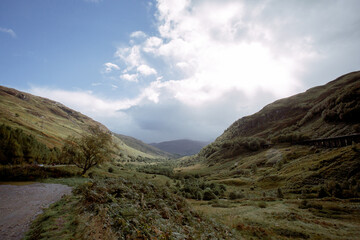 The hills of Scotland in the fall. Beautiful light, sky