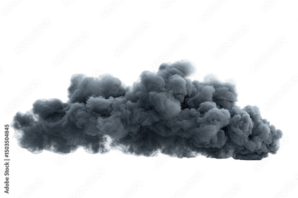 Aufkleber Dark swirling cloud of smoke floating above a transparent background creating an abstract visual element perfect for design projects