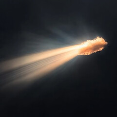 Sunbeams through dark clouds.