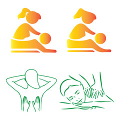 Massage Icon Set and Hot Oil Massage