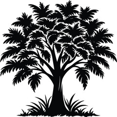 Obraz premium Silhouette of a Weeping Willow with Hanging Leaves