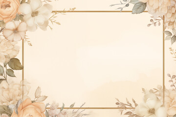 Beige watercolor flowers frame