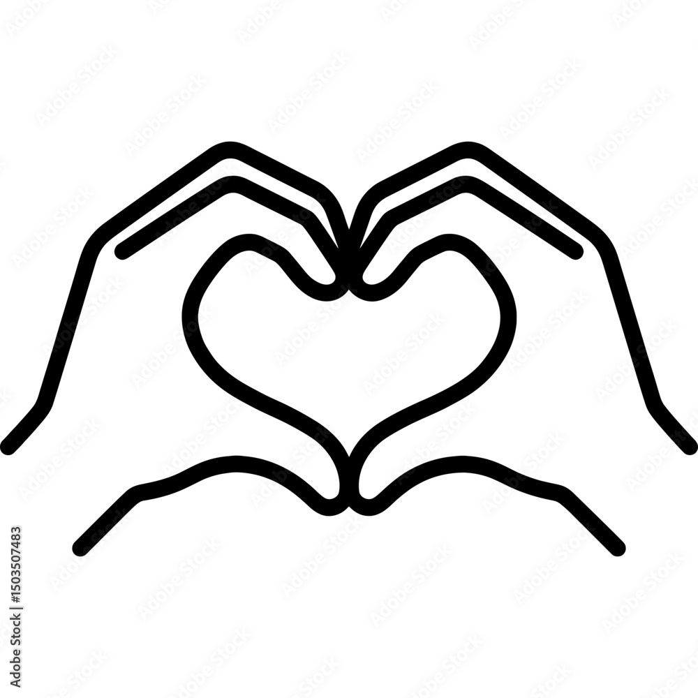 Aufkleber minimalist vector icon of hands creating heart shape