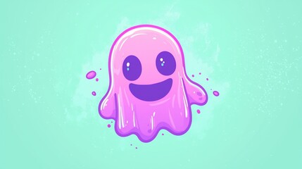 Cute Ghost Illustration, Pastel Background