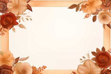 Brown watercolor flowers frame