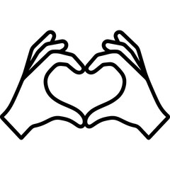 Fototapeta na wymiar Vector outline icon of two hands making heart symbol