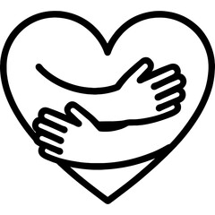 Obraz premium Clean outline of hugging heart symbol