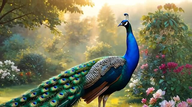 Peacock Feather Background - 4K Motion Footage