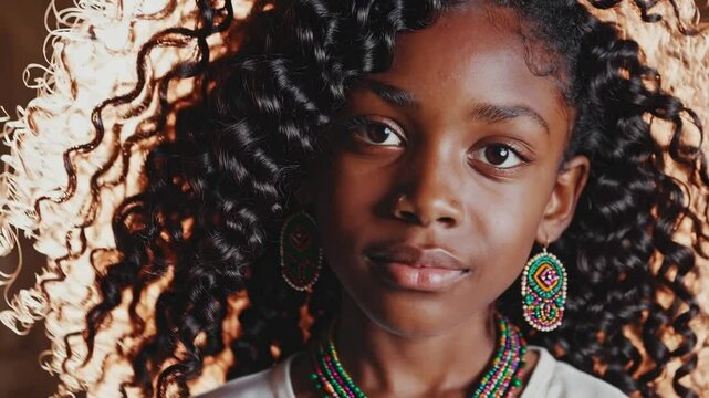 Graceful movement of hair in portrait series with elegant expression changes
