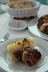 Grilled Beef Steak with Savory Sauce and Side Dish