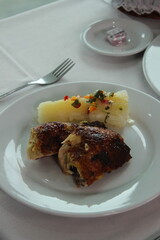 Grilled Beef Steak with Savory Sauce and Side Dish