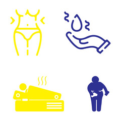 Massage Icon Set and Hot Oil Massage