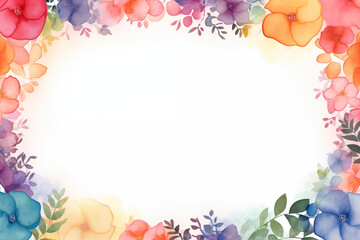 Colorful watercolor flowers frame