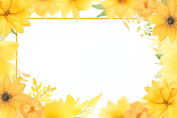 Yellow watercolor flowers frame