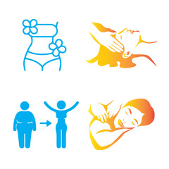 Massage Icon Set and Hot Oil Massage